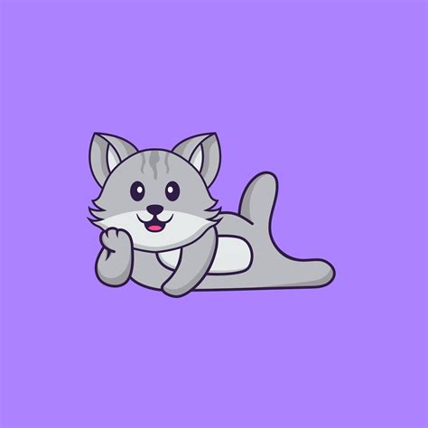 Cute Cat Lying Down Animal Cartoon Concept Isolated Can Used For T
