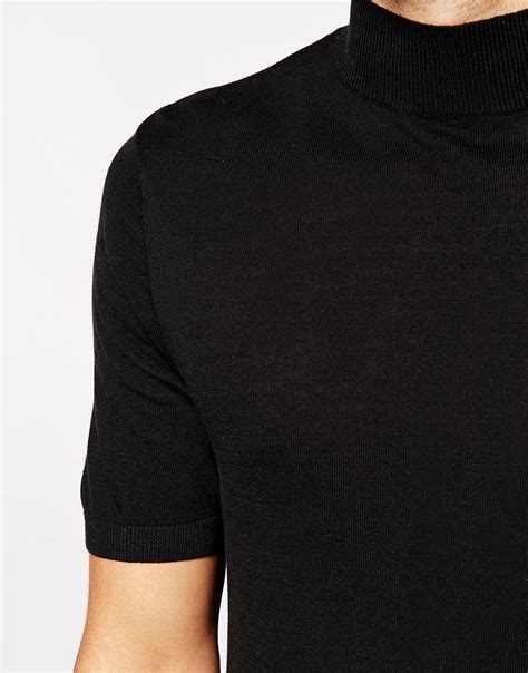 Asos Knitted T Shirt With Turtleneck In Black For Men Lyst