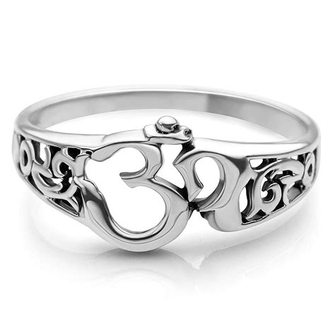 Chuvora 925 Sterling Silver Aum Om Ohm Sanskrit Symbol Filigree Design