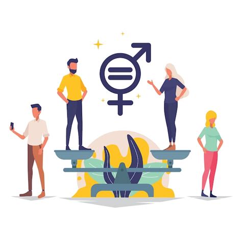 Premium Vector Men And Women Character On The Scales For Gender
