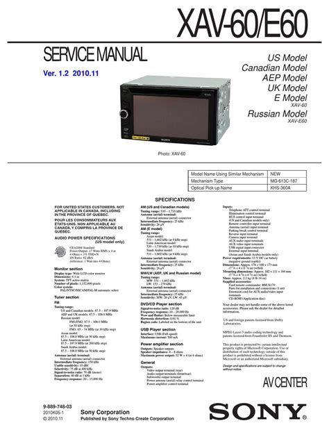 Sony Xav 60 Service Manual Pdf Download Manualslib