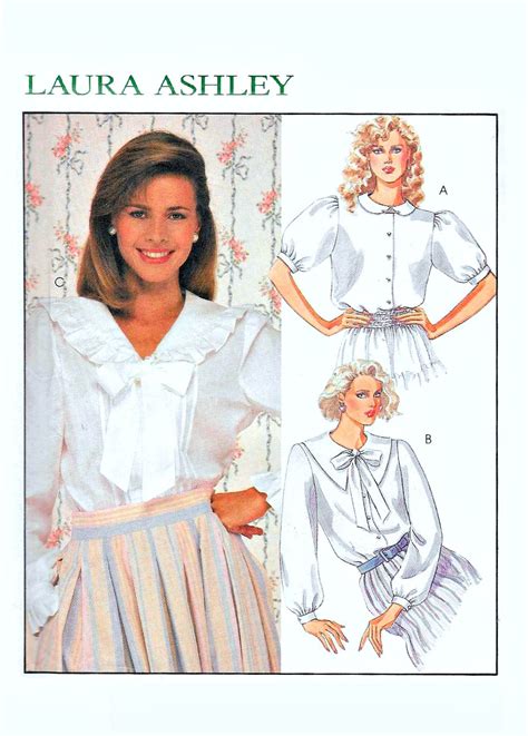 Uncut Laura Ashley Blouse Sewing Pattern 1985 Mccalls 9461 Sizes 6 8