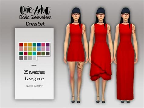Basic Sleeveless Dress Set At Qvoix Escaping Reality Sims 4 Updates