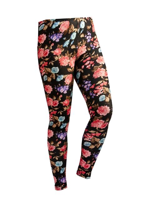 Womens Custom Color Floral Pattern Print Leggings Stretch Tights
