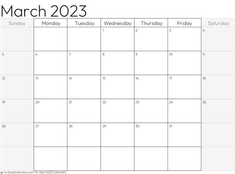 Shaded Weekends March 2023 Calendar Template In Landscape
