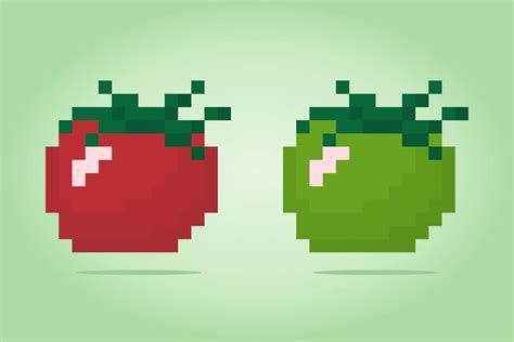 8 Bit Pixel Tomato Vegetables In Vector Illustrations For Game Assets