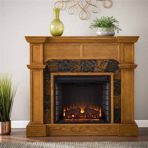 Bofyre Convertible Corner Electric Fireplace With Faux Slate Mission