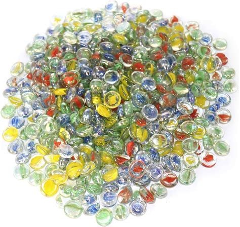 Flat Glass Marbles For Vases 5 Lb Cats Eyed Mixed Red Yellow Green Decorative