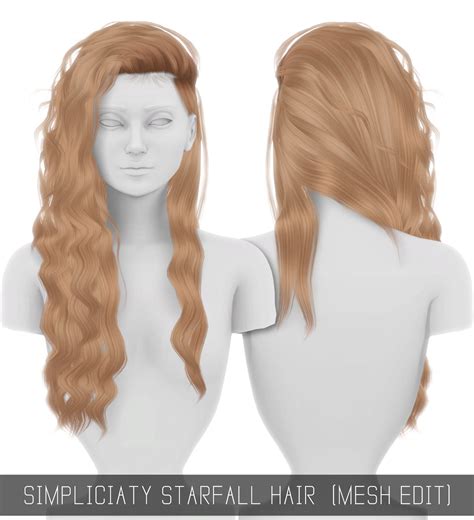 Simpliciaty — Starfall Hair Mesh Edit 36 Swatches Hq Mod Sims