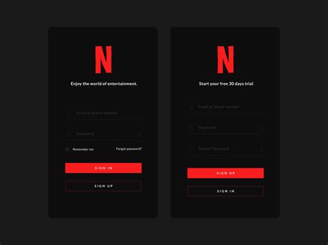 Netflix Sign In And Sign Up Design Concept By Vyactor On Dribbble