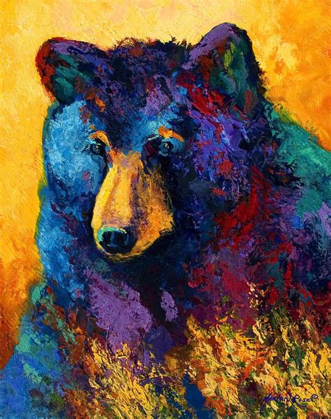 A Painting Of A Bear Sitting In The Grass