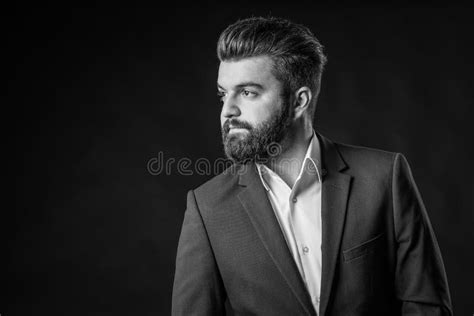 Man With Beard Black And White Stock Image Image Of Beard Fashion