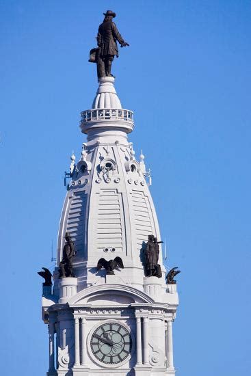 Statue Of William Penn High Atop City Hall In Downtown Philadelphia