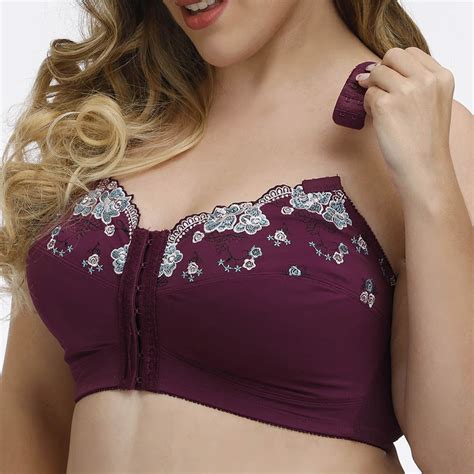 Plus Size G Cup Front Closure Embroidery Wireless Full Coverage Bras Full Coverage Bra Bra