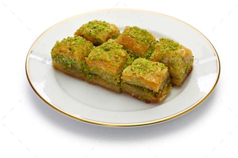 Pistachio Baklava Fistikli Baklava Turkish Traditional Dessert Stock