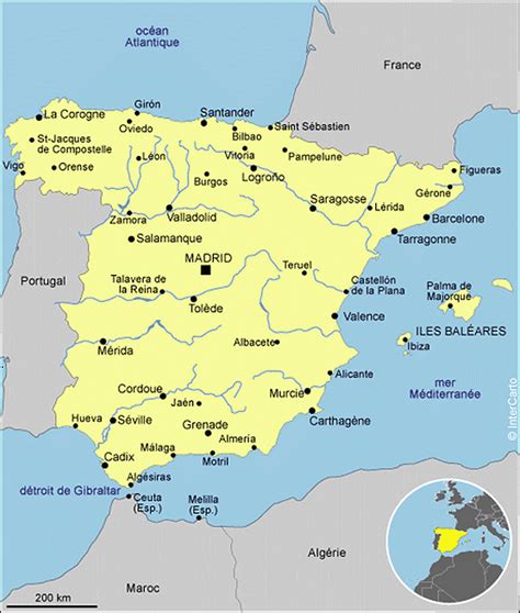 Carte Du Monde Espagne Voyages Cartes