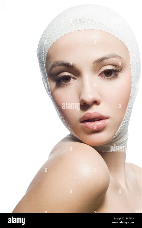 beauty woman with bandage around head Stock Photo - Alamy