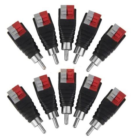10 Pcs Lot Rca Audio Male Av Plug Adapter Speaker Wire Cable To Audio
