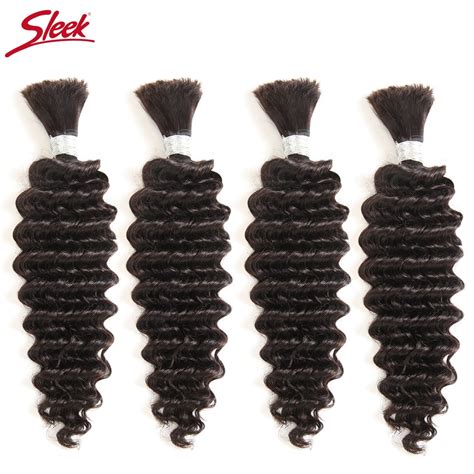 Aliexpress Com Buy Sleek No Weft Remy Brazilian Deep Wave Human Braiding Hair Bulk Pcs Lot