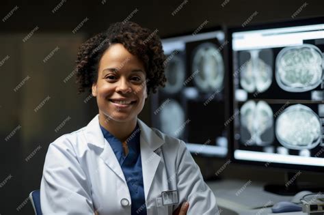 Premium AI Image | Radiologic Technologist examining an MRI scan on a