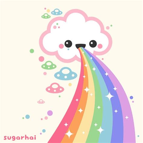 Pastel Ufos Witness The Wonder Of Rainbow Creation Cute Kawaii