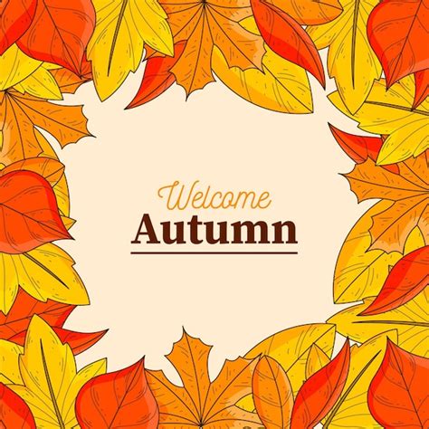 Free Vector Hand Drawn Autumn Leaves Frame Background