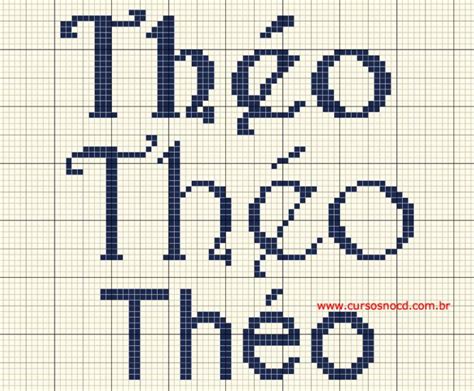 ARTESANATO Gráfico grátis em ponto cruz com o nome Théo