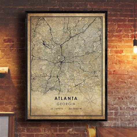 Atlanta Map Minimalist Map Atlanta Print Atlanta Poster Etsy