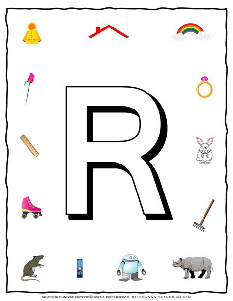 English Alphabet Objects That Starts With R Planerium