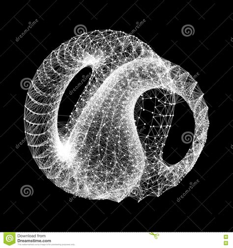 Wireframe Object With Lines And Dots Abstract 3d Connection Structure