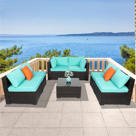 Outdoor Conversation Sets 7 Piece Patio Furniture Sets With 6 Pe