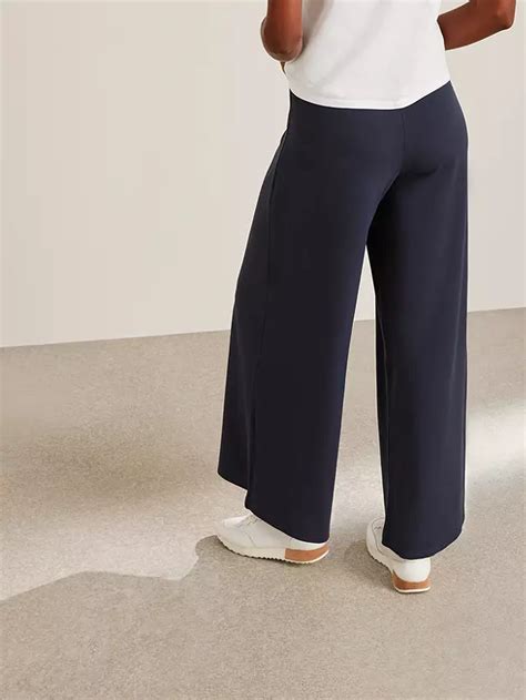 John Lewis And Partners Jersey Wide Leg Trousers Navy At John Lewis