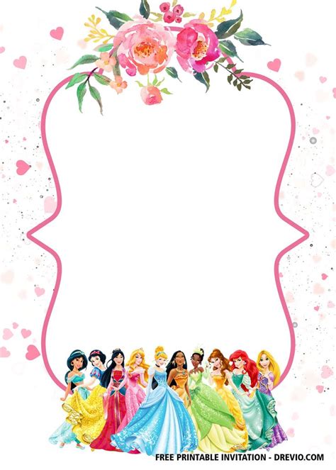Free Printable Disney Princesses Invitation Templates Princess
