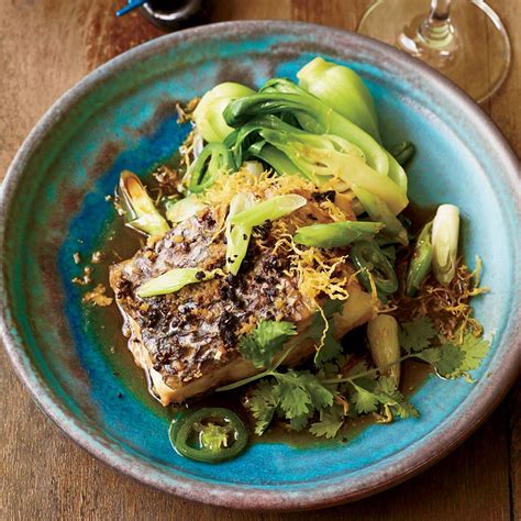 Steamed Wild Striped Bass With Ginger And Scallions Recipe Andrea Reusing