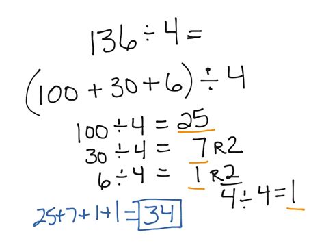 Division Using The Break Apart Method Math Elementary Math Math 4th