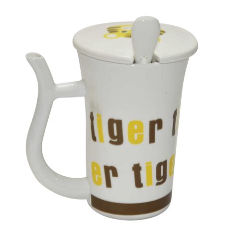 Ceramic Tiger Mug With Spoon And Lid Karoutexpress