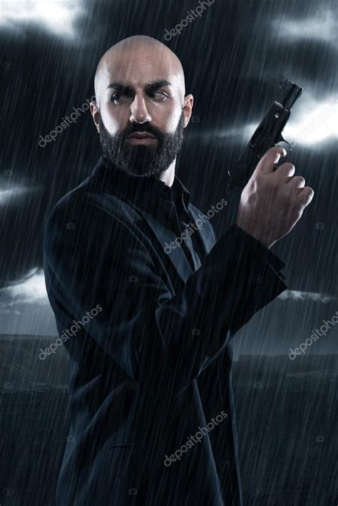 We did not find results for: Dangerous bald gangster man with beard holding gun ...