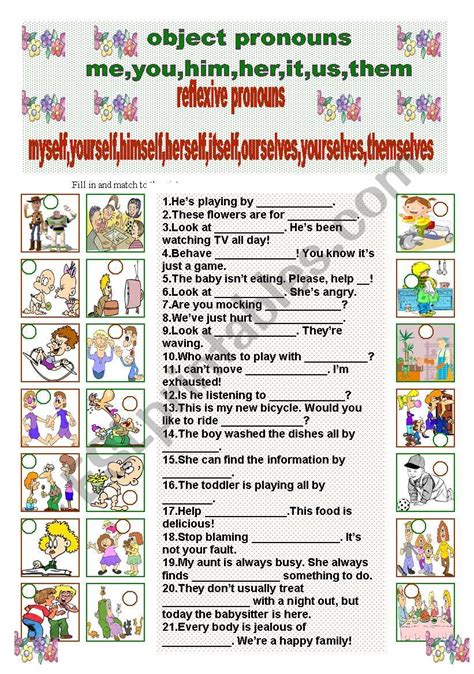 Object And Reflexive Pronouns Esl Worksheet By Liliaamalia