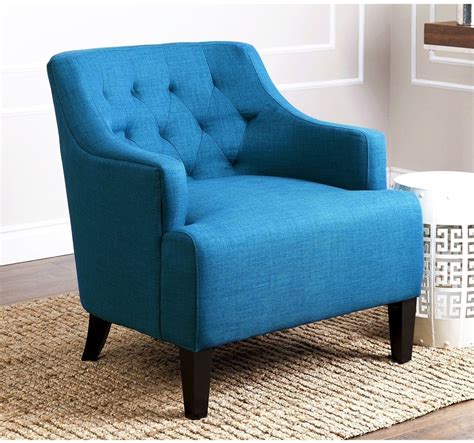 Sold and shipped by costway. Modern Fabric Armchair Tufted Back Blue High Back Wood ...