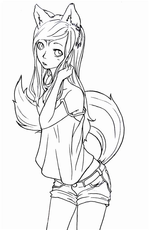 Anime Wolf Girl Coloring Pages