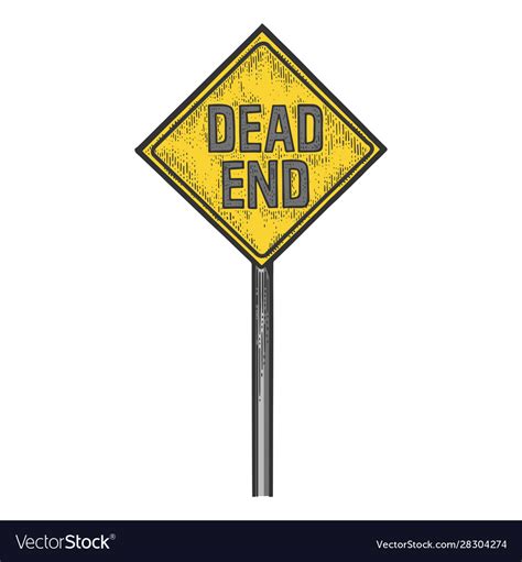 Dead End Road Sign Sketch Engraving Royalty Free Vector