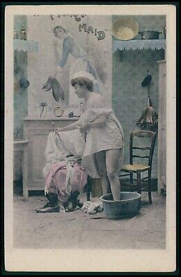 A Photogravure Near Nude Risque Woman Bathing Original Old 1900s French