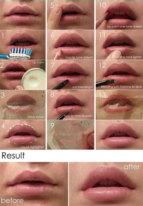 How To Make Your Lips Look Fuller Steps Lip Makeup Tutorial Diy