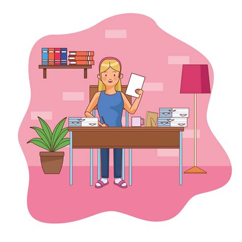 Young Woman Character Working From Home 1255705 Vector Art At Vecteezy