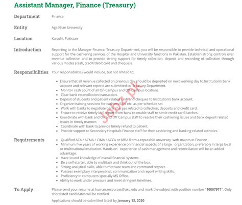 In addition, the finance and administration assistant will help ensure. Assistant Manager Finance Treasury Job in Karachi 2021 Job ...