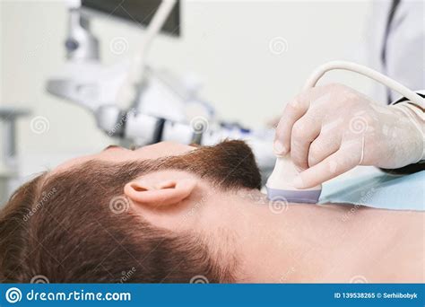 Patient On Ultrasound Examination Of Lymph Nodes Stock Image Image