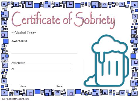 Certificate Of Sobriety Template 4 Paddle Templates