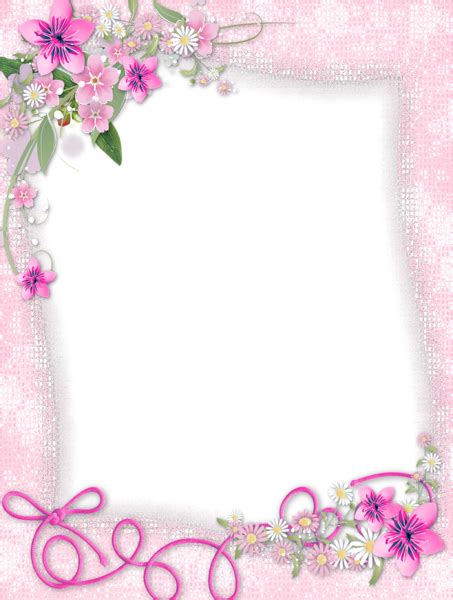 Transparent Pink Png Frame With Flowers Printable Frames Flower