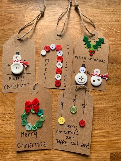 Large Christmas Tags With Button Pictures Etsy In Christmas