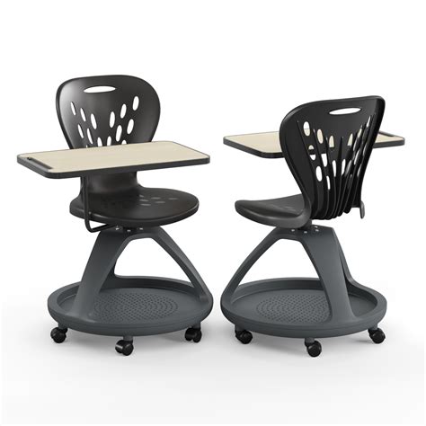 Mobile Learning Chair Dark Gray Mobile Desk Chair With 360 Degree